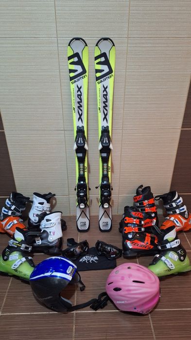 Set schiuri copii 110cm- clapari ski-casca,bete