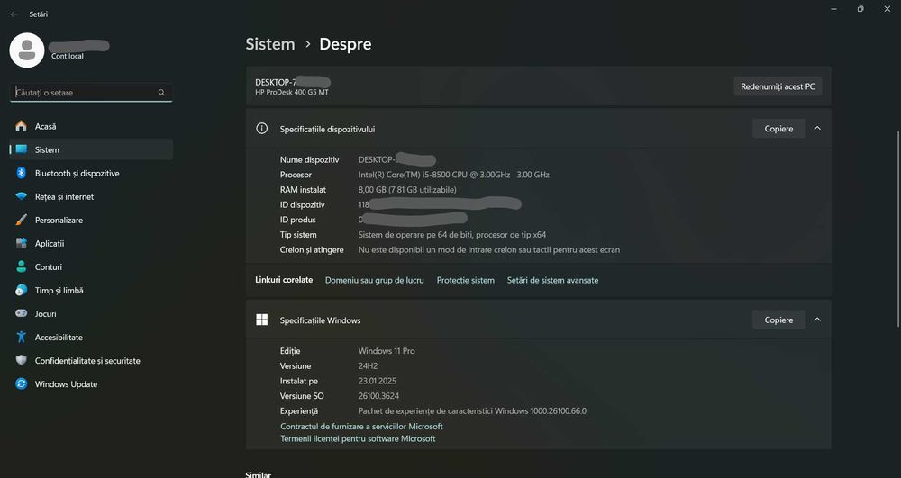 HP prodesk 400 G5 MT I5 8500 / Licenta Windows 11 PRO