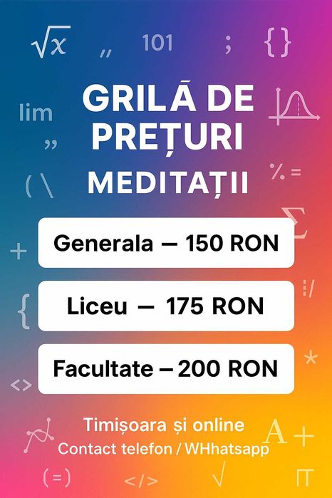 Meditații Matematică și Informatică – Timișoara și Online
