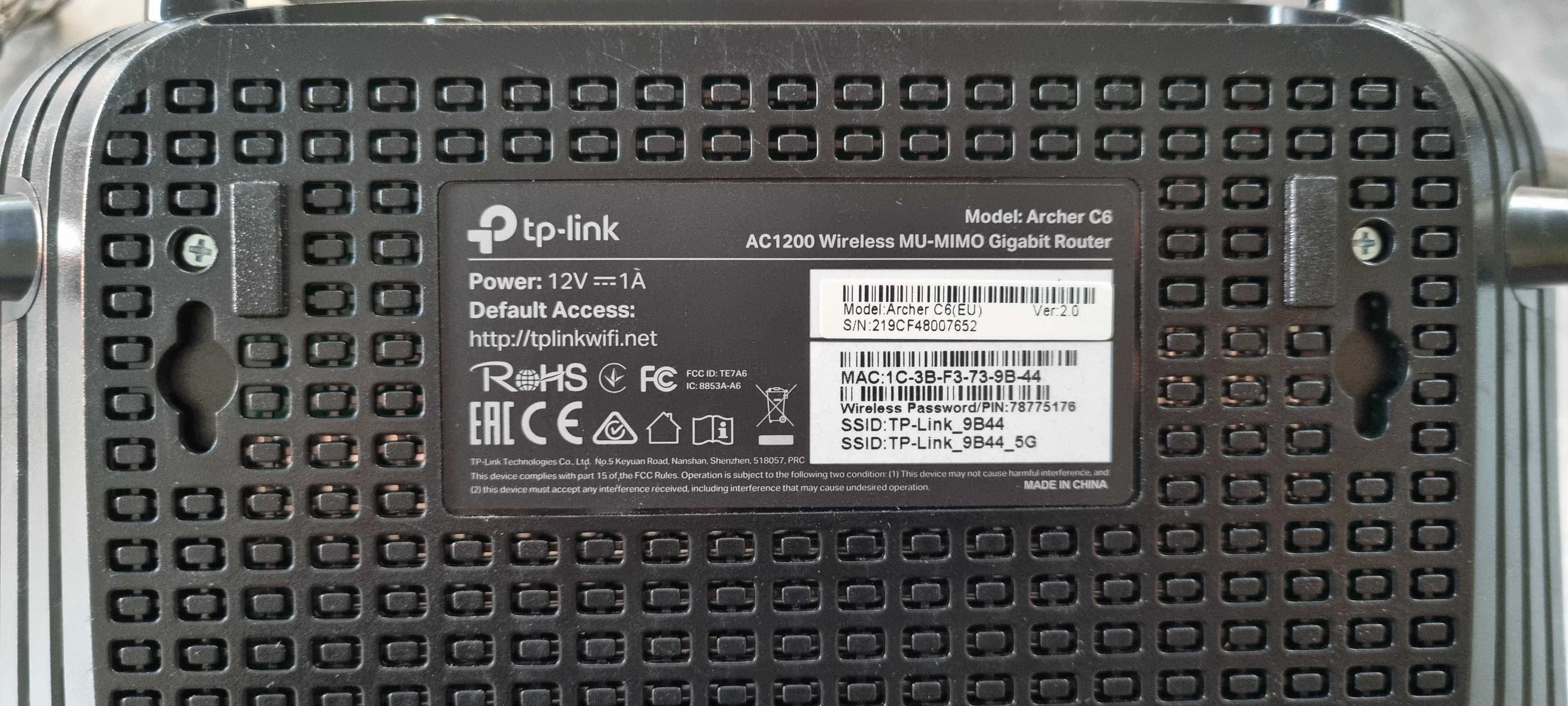 TP-Link Archer C6 Dualband Gigabit Router 867Mbit/s 5GHz + 300Mbit/s