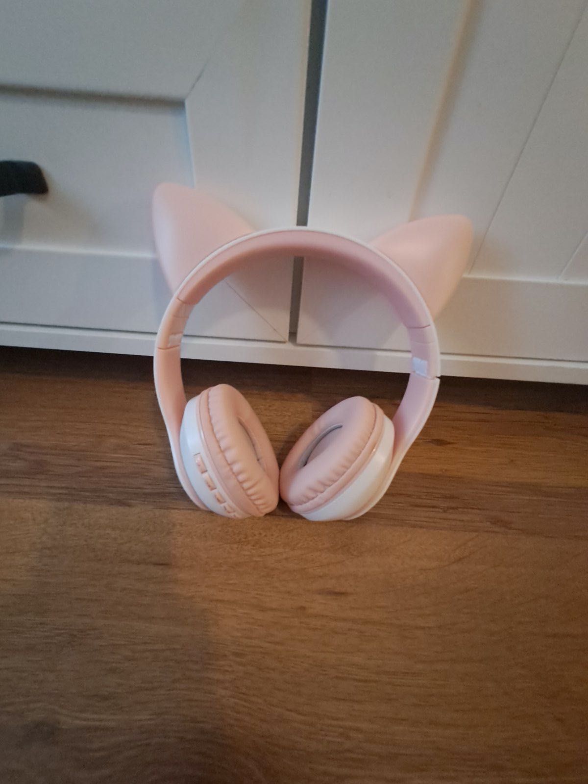 НОВИ слушали - безжични-  розови котешки уши USB, Bluetooth
