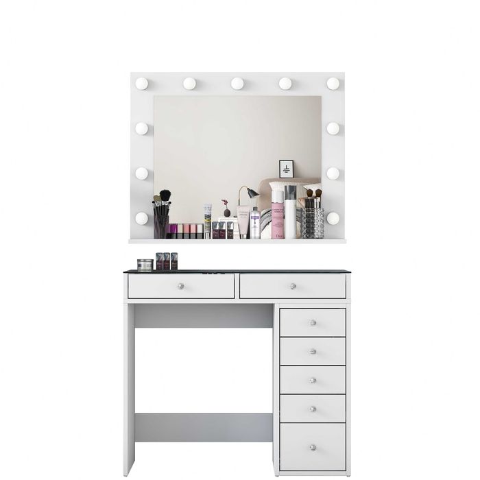 Тоалетка с Огледало и LED Осветление Puzzle-home 2788