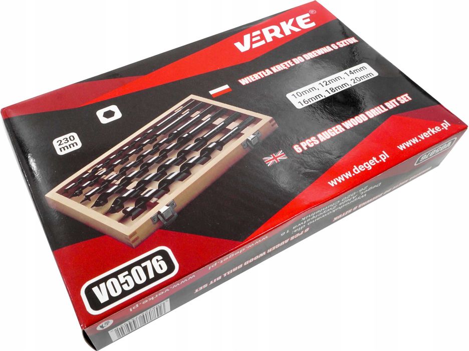 Set 6 burghie lemn 10-20mm lungi 230mm (V05076)