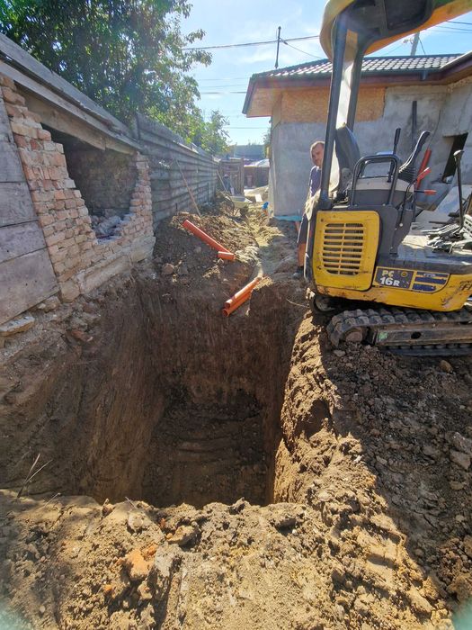Miniexcavator, sapaturi, excvavari, fosa septica, sant gaz