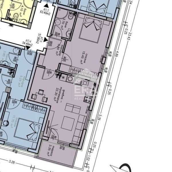 Двустаен апартамент -модерен дом в нова сграда до Кауфланд- Хасково –