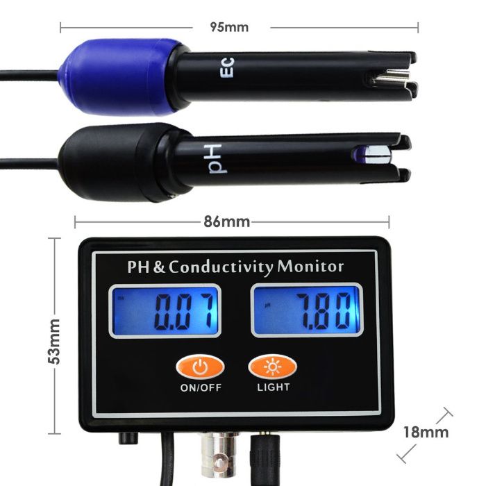 ECM-231 Комбиниран монитор за pH и EC (електропроводимост) с ATC