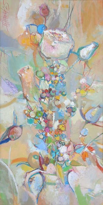 Картина маслени бои на платно "Рози на щастието", 50 х 100 см