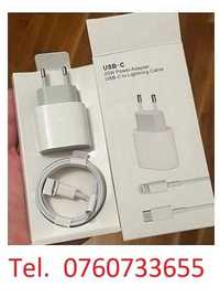 set incarcator fast charge iPhone adaptor 20w type c + cablu incarcare