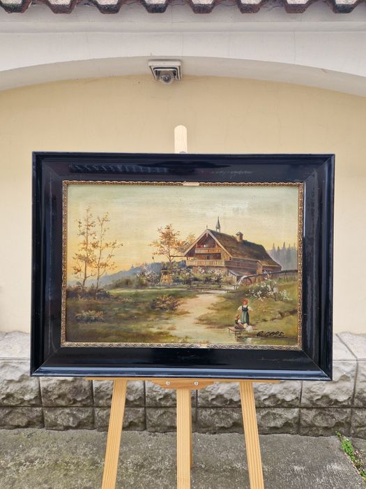 Превъзходна антикварна майсторска картина масло върху платно