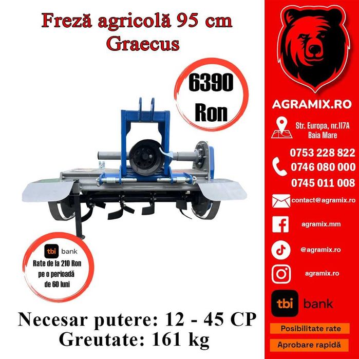 Freza agricola Graecus 95 cm tractoare mici utilaj nou
