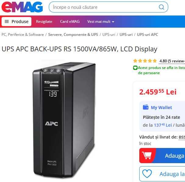 UPS APC 1500VA 9 variante, inclusiv noi (SMC,SMT,SUA,RS) tower, 1U, 2U