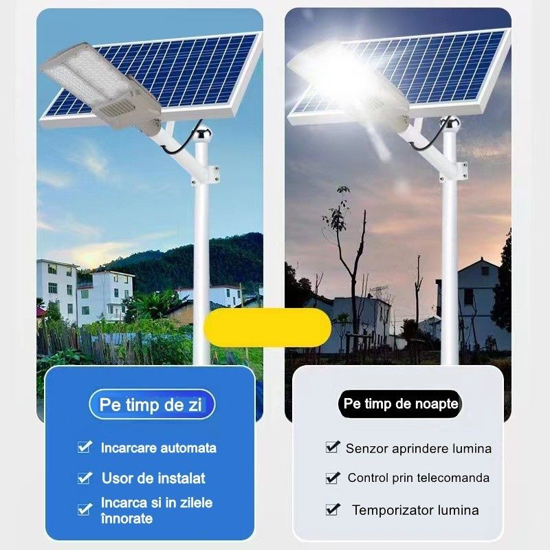 Lampa solara stradala , pentru curte sau strada, cu trei grile,