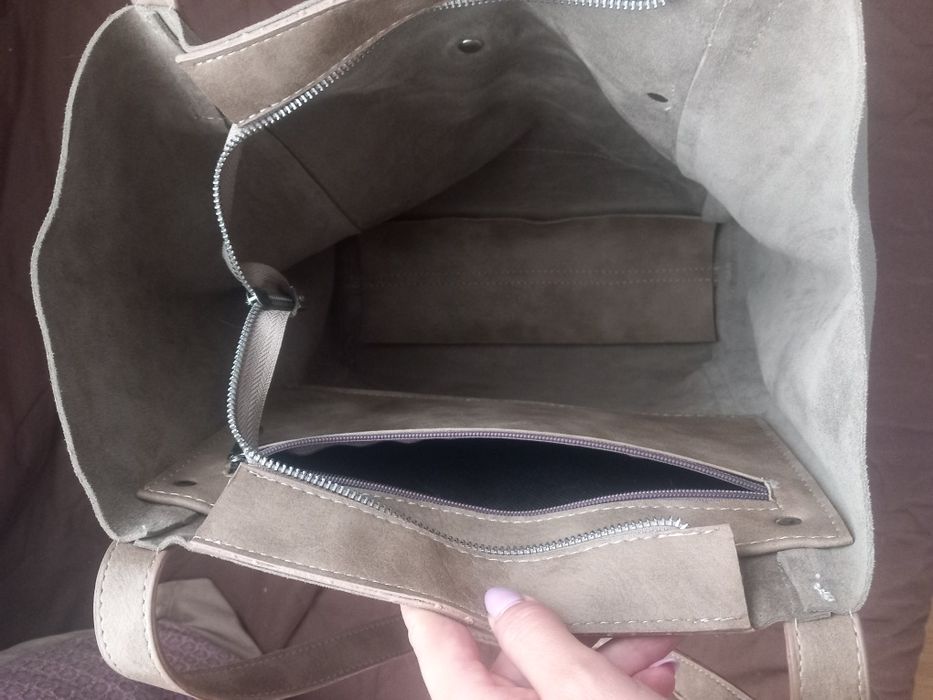 Дамска чанта естествена кожа/велур