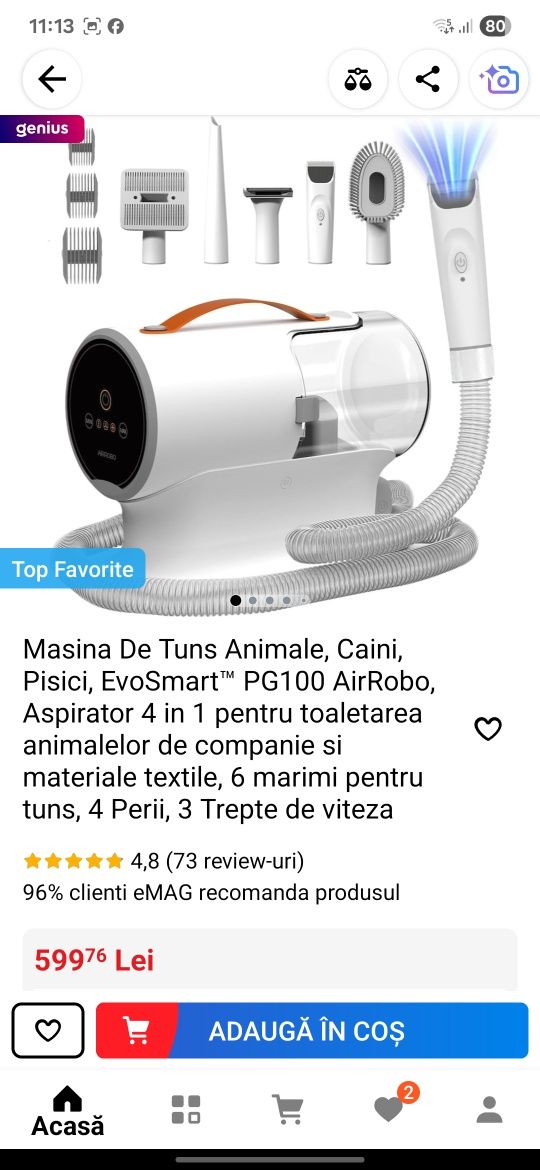 Masina de tuns cu aspirator animale