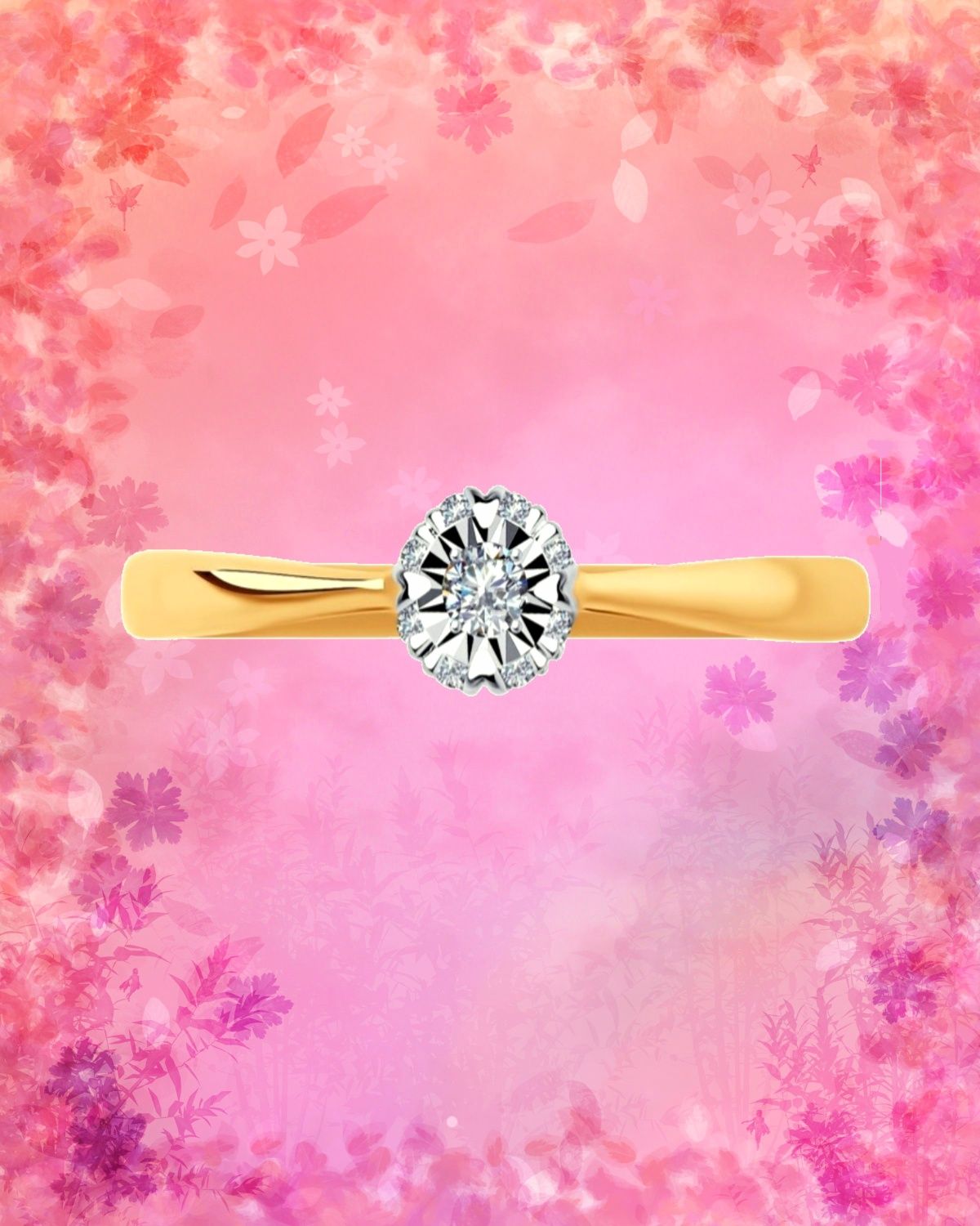 Золотое кольцо с бриллиантами, размер 17.5, вес 2,07