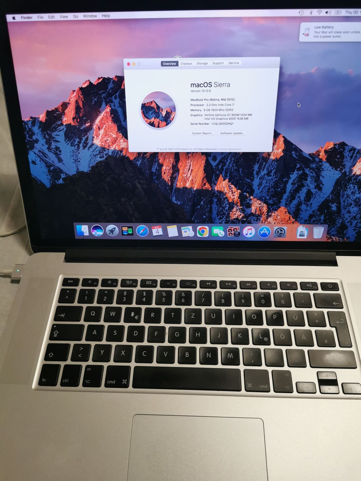 Macbook pro 2012 A1398