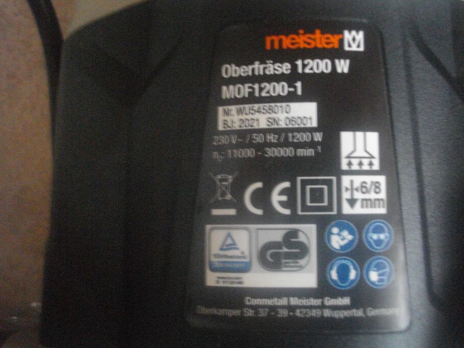 Нова Оберфреза 1200W Meister/Гедория/Bosh 24V Зарядно Акумулатор-Немск