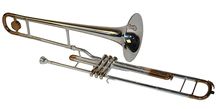 Trombon Bb (Si bemol) 3 pistoane Karl Glaser argintiu cu auriu