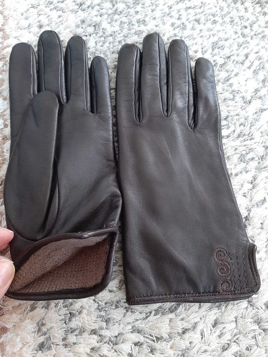 Manusi piele naturala dama, noi, marimea 7