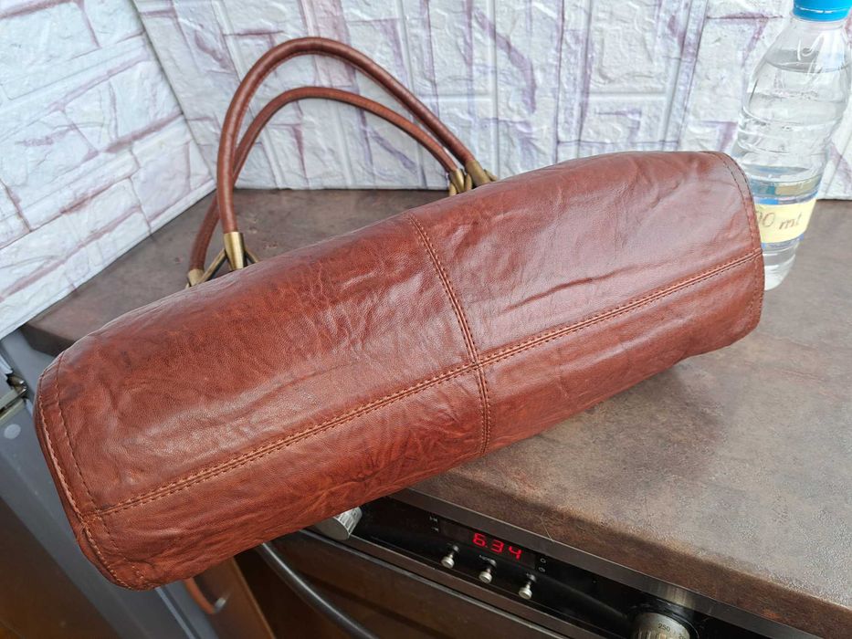 дамска чанта,кафява мека чанта-естествена кожа