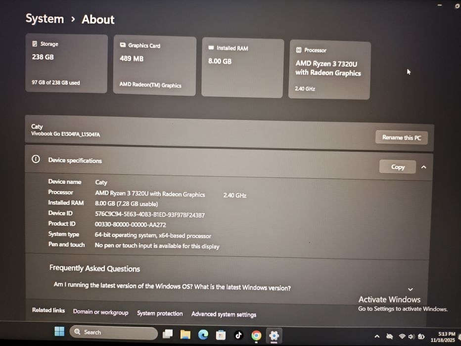 Vând laptop asus vivobook go