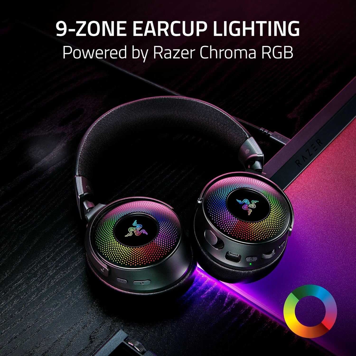 Razer Kraken V4 Pro - Безжични геймърски слушалки с OLED контролен хъб