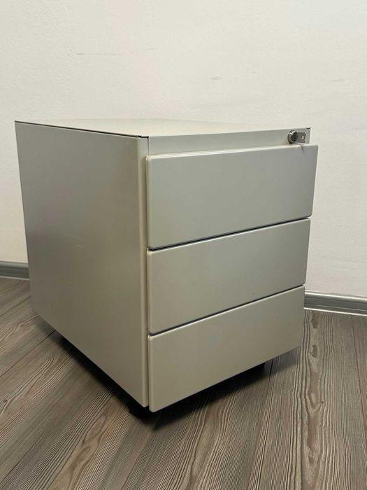 dulap mic cu roti metalic rollbox Steelcase 3 sertare birou casetiera