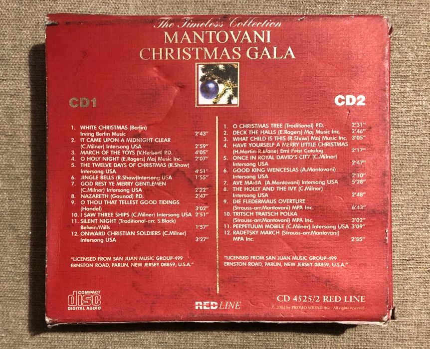 Muzica Mantovani Christmas Gala, 2 CD-uri originale, de Craciun