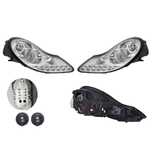 Set faruri Porsche Boxster (986), 09.1996-11.2004, stanga+dreapta, Tuning, Fata, cu lampa de parcare LED; cu indicator led; tip bec H1+H1+LED; manual/electric; cromat; fara motor; cu becuri; tuning,