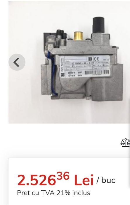 Vana gaz termoelectrica,
NOVA, 0820010, pentru cazan RTN,
RTN