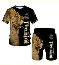 Set tricou și pantaloni scurți imprimeu "The lion king" mărimi L/XL