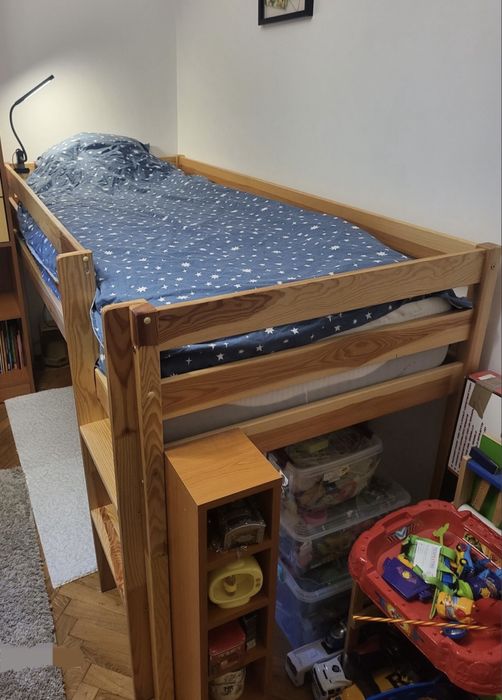 Pat etajat ikea  90×200 cu spațiu de depozitare