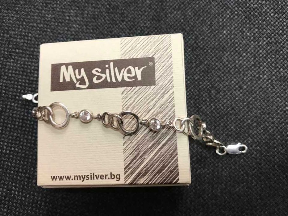 Сребърна гривна с бял циркон от "My Silver"