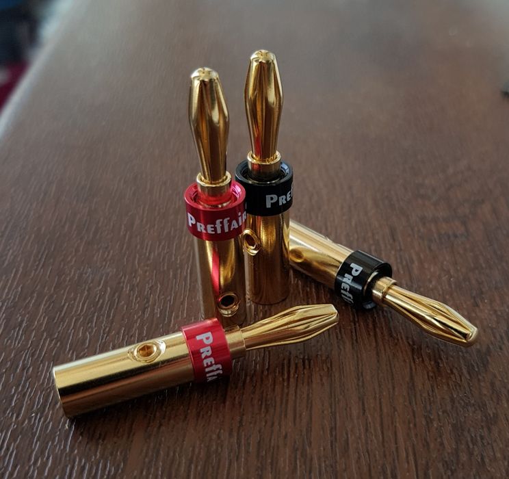 4x Mufe cabluri boxe / conectori cabluri /Banane audio Cupru + Argint