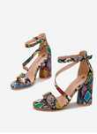 Sandale dama cu toc gros multicolor zapatos