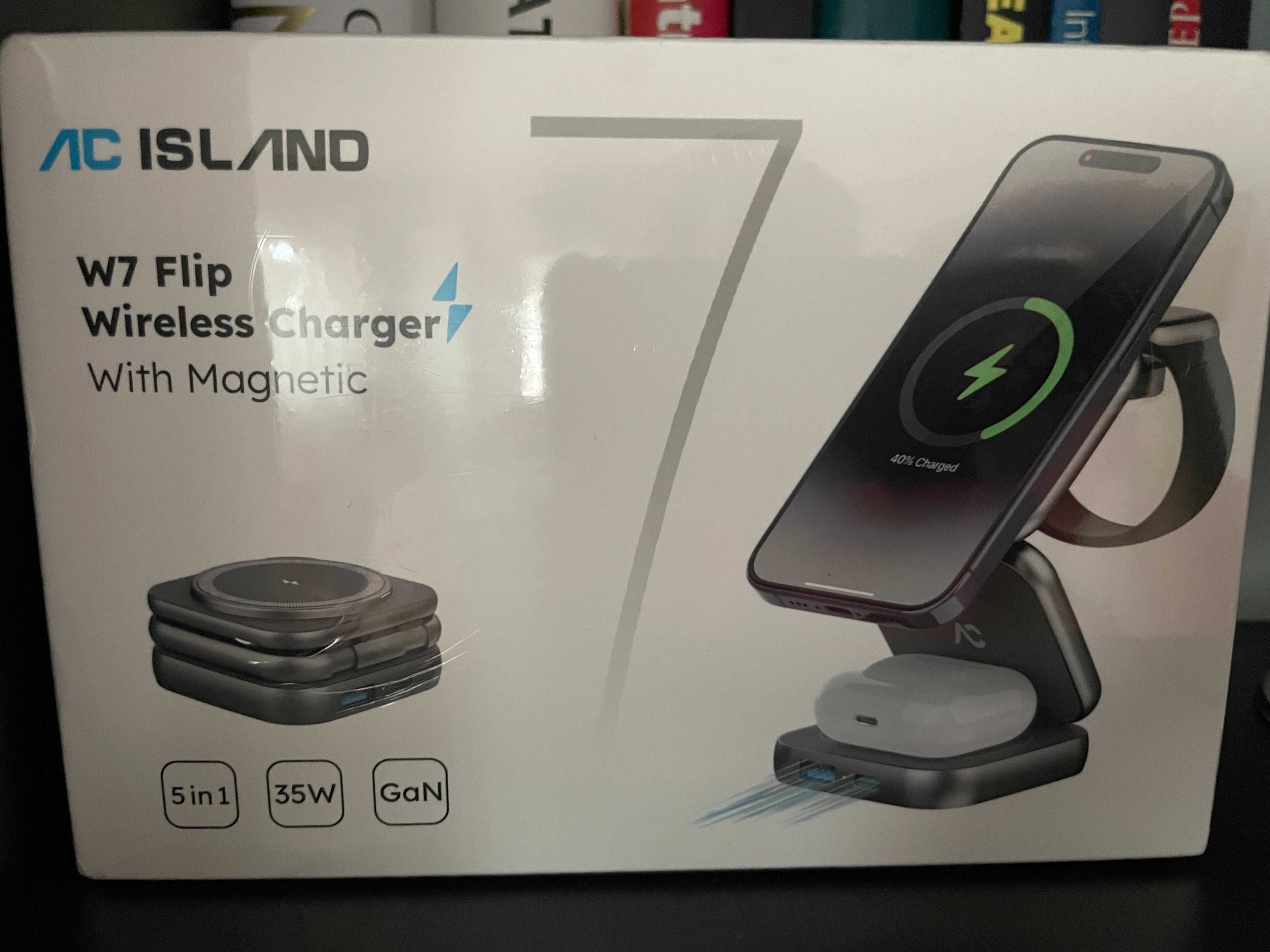 AC Island W7 flip magnetic charger 5in1 35W apple samsung NOU SIGILAT