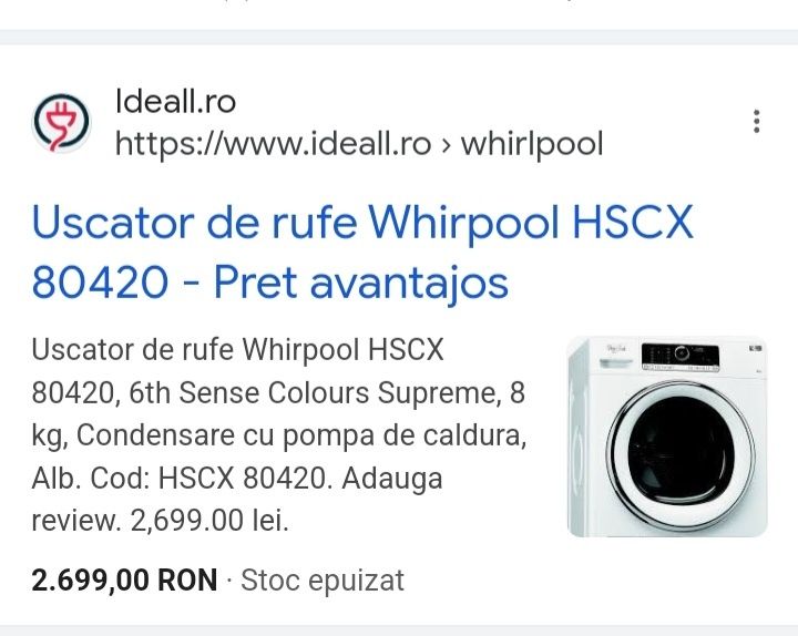 Uscator rufe Whirpool