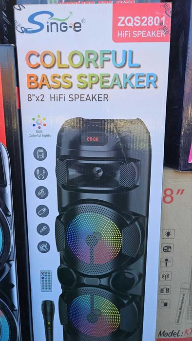 ZQS2801 Колона 2х8 инча TWS безжичен микрофон RGB  Bluetooth.