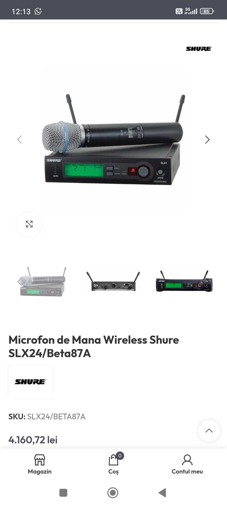Microfon de mana Wireless Shure SLX24/Beta87A