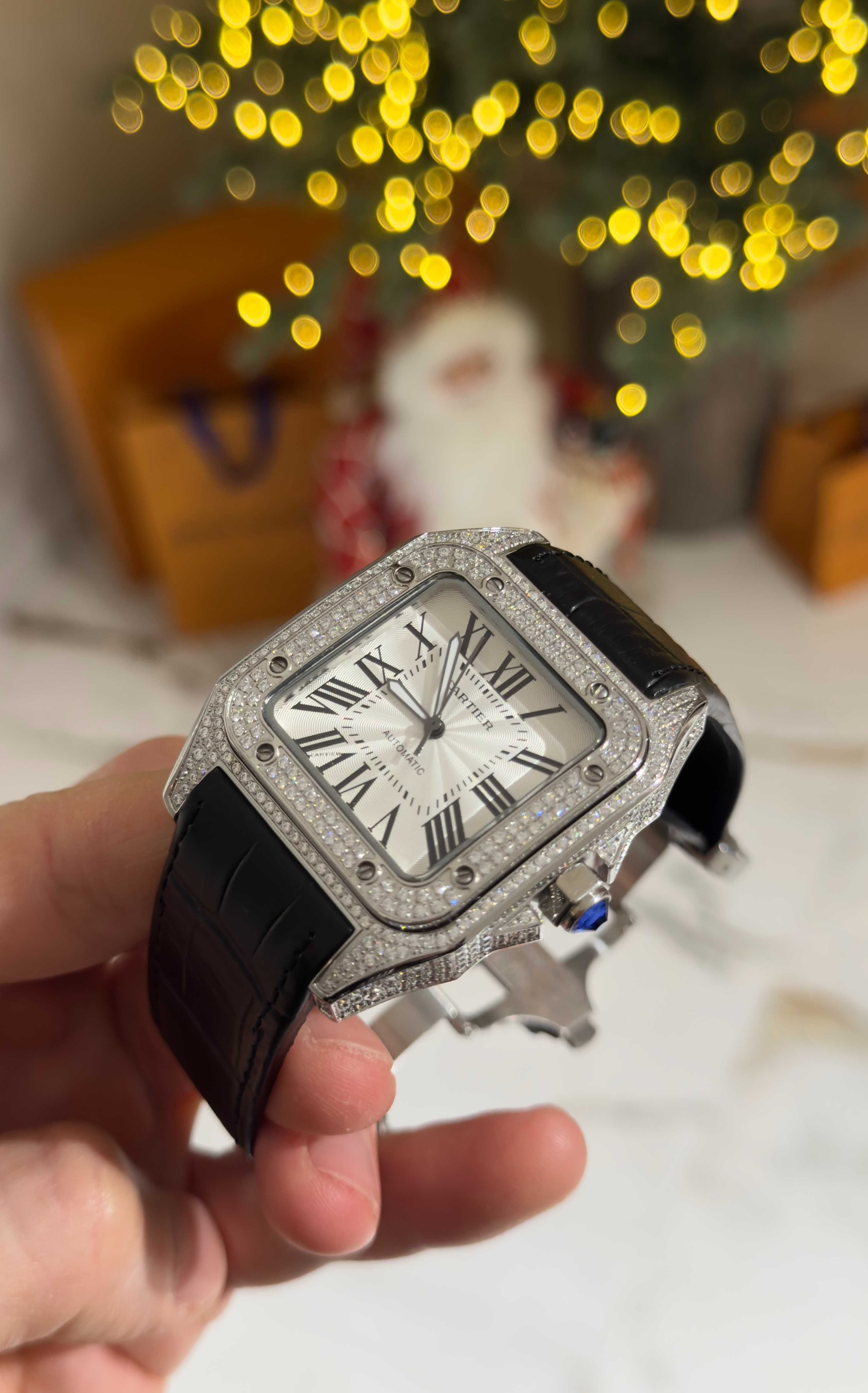 cartier santos 100 full dimaond