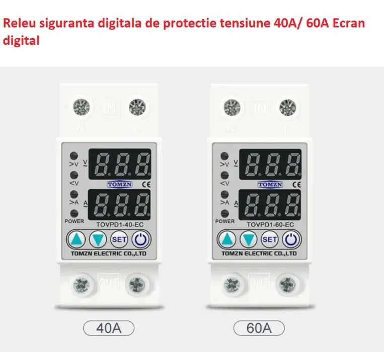 Siguranta digitala de protectie tensiune 60A Ecran dublu LED