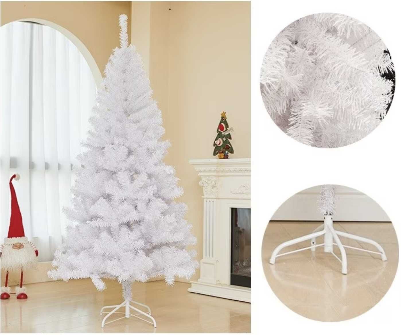 Коледна Снежно бяла елха с шишарки + метална стойка  ТОП ПРЕДЛОЖЕНИЕ