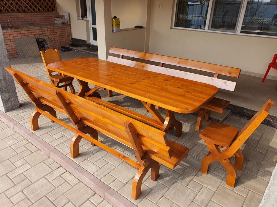 Set gradina - Masa+scaune+banci (masa cu scaune)