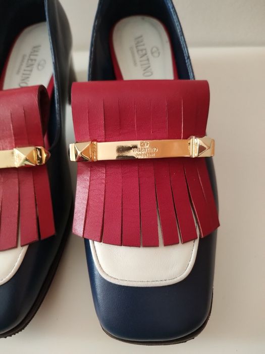Valentino Garavani  Tricolor Uptown Fringe Pumps елегантни обувки 38 н