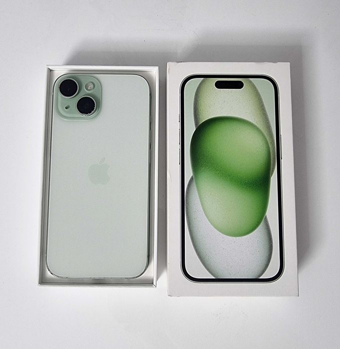 iPhone 15 Verde 128 GB, liber de retea, stare foarte buna, batiera 81%