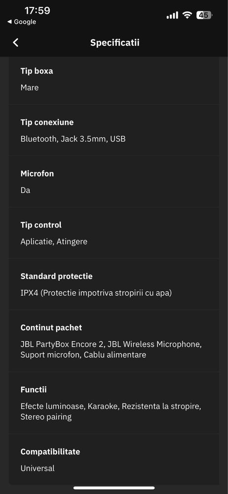 Boxă JBL Party Encore 2 + Microfon