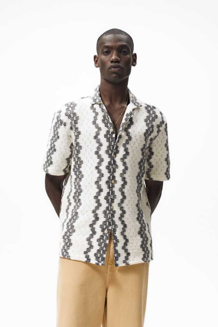 Мъжка плътна риза с къс ръкав Zara, 83% памук, 16% полиестер, XL