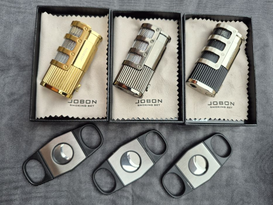 Луксозна запалка за пури JOBON с подарък резачка,три цвята