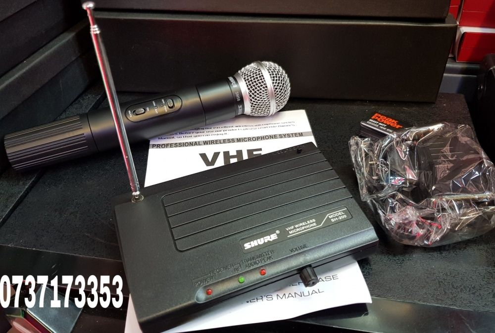 Microfon Shure SH-200 VHF wireless cu receiver NOU DJ karaoke