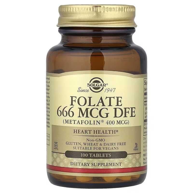 Solgar Folate фолат 666 мкг 1000 мкг 1333 мкг метафолин